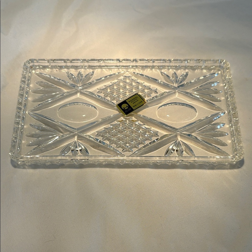 Antique Lausitzer Glas/Bleikristall Crystal Glass Tray Made in GDR(East Germany)